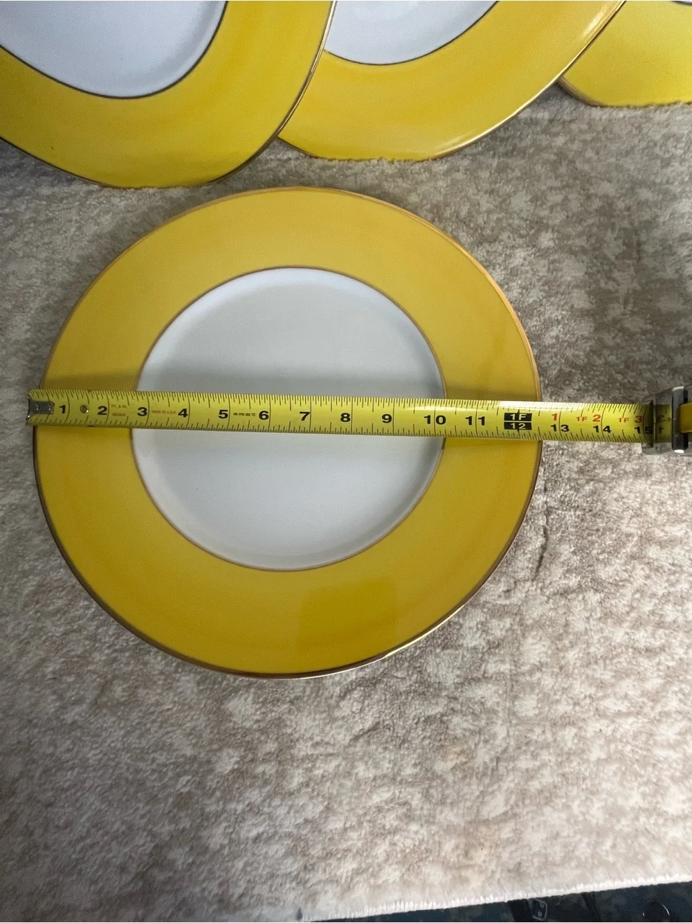 Porcelaines M P Samie-Limoges Yellow Charger Plates- Set of 4
